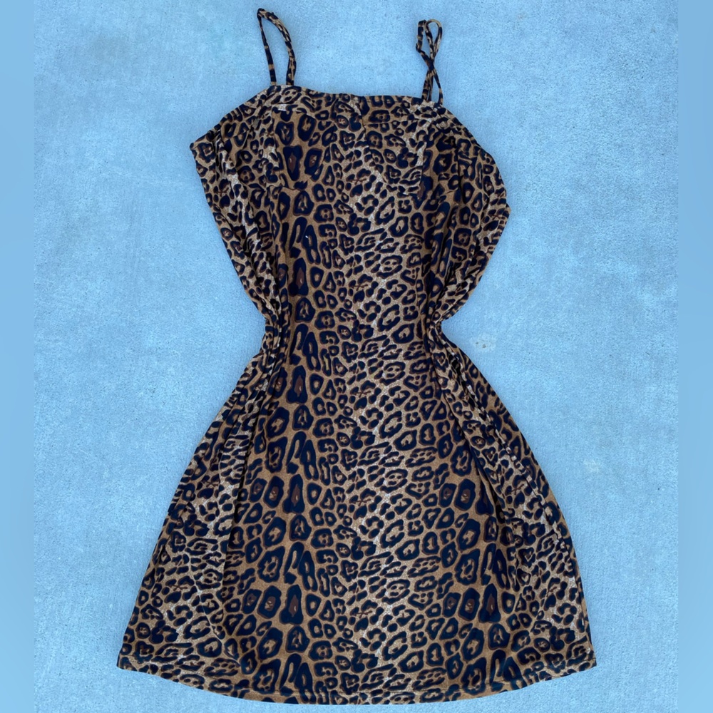 SHEIN Animal Print Mini Dress - Black and Brown